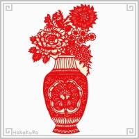 切り絵 剪紙 セットM03 上級品 花瓶 約24×14cm 4枚組|【サイズ】中(18-25cm)|切り絵(剪紙)