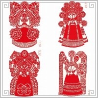 切り絵 剪紙 セットM07 工芸品 歴史人物B 約21×15cm 8枚組|【サイズ】中(18-25cm)|切り絵(剪紙)