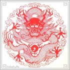 切り絵 剪紙 L105 工芸品 雲龍抱珠 直径25cm|【サイズ】大(25cm以上)|切り絵(剪紙)