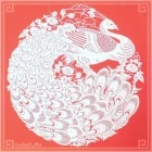 切り絵 剪紙 L106 工芸品 孔雀[白] 直径26cm|【サイズ】大(25cm以上)|切り絵(剪紙)
