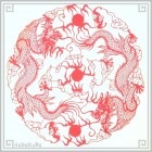 切り絵 剪紙 L107 工芸品 福珠双龍 直径26cm|【サイズ】大(25cm以上)|切り絵(剪紙)