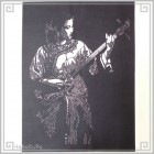 切り絵 剪紙 L111 工芸品 二胡[白抜] 黒色部分32×24cm|【サイズ】大(25cm以上)|切り絵(剪紙)