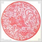 切り絵 剪紙 L102 工芸品 百鳥図 直径34cm|【サイズ】大(25cm以上)|切り絵(剪紙)