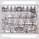 切り絵 剪紙 L114 工芸品 家と牛 24×30cm|【サイズ】大(25cm以上)|切り絵(剪紙)