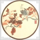 切り絵 老剪紙 セットA101 工芸品 セミアンティーク 枝上鳴鳥 22×22cm 2枚組|老剪紙(アンティーク)|切り絵(剪紙)