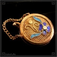 景泰銀 セミアンティーク 七宝 青花ペンダントトップ|景泰藍(七宝)、景泰銀|工芸宝飾品