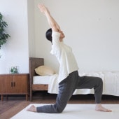 お腹まわりに張りつかない天然素材ヨガウェアフレアーTシャツ/5分袖丈|国産(日本製)綿100%