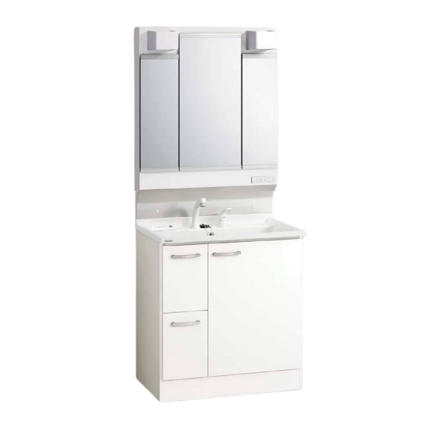 クリナップ 【BGAL752HTVW※(I・G)+M-(H・L)753GAEH】 BGAシリーズ洗面化粧台(間口75cm)+ミラーキャビネット(3面鏡) シャワー付シングルレバー水栓 引出しタイプ