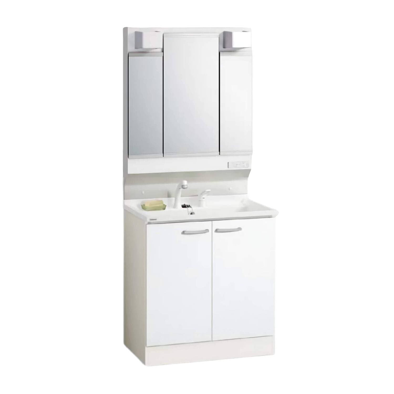 クリナップ 【BGAL75TNTVW※(I・G)+M-(H・L)753GAEH】 BGAシリーズ洗面化粧台(間口75cm)+ミラーキャビネット(3面鏡)セット 開きタイプ シャワー付シングルレバー水栓