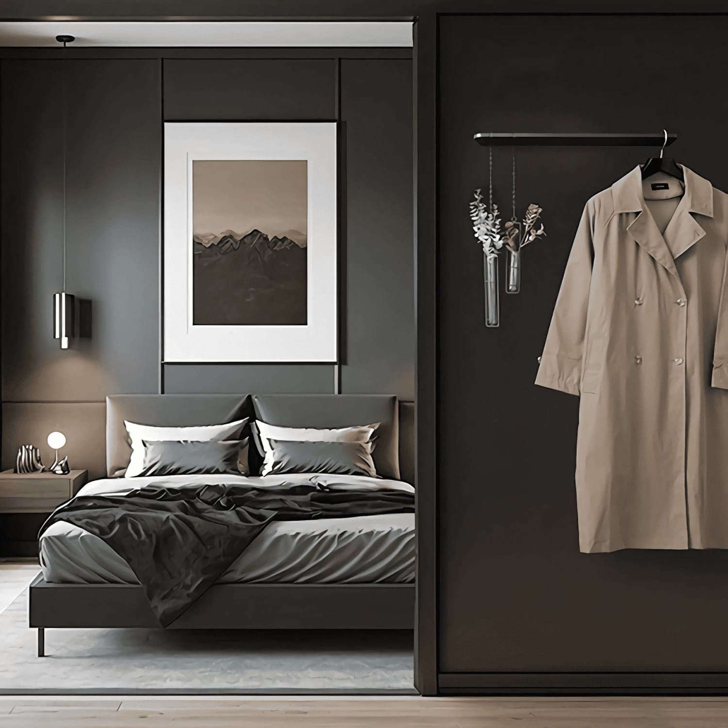 カワジュン 【AC-896-003-400】 フックレール L400 マットブラック KAWAJUN