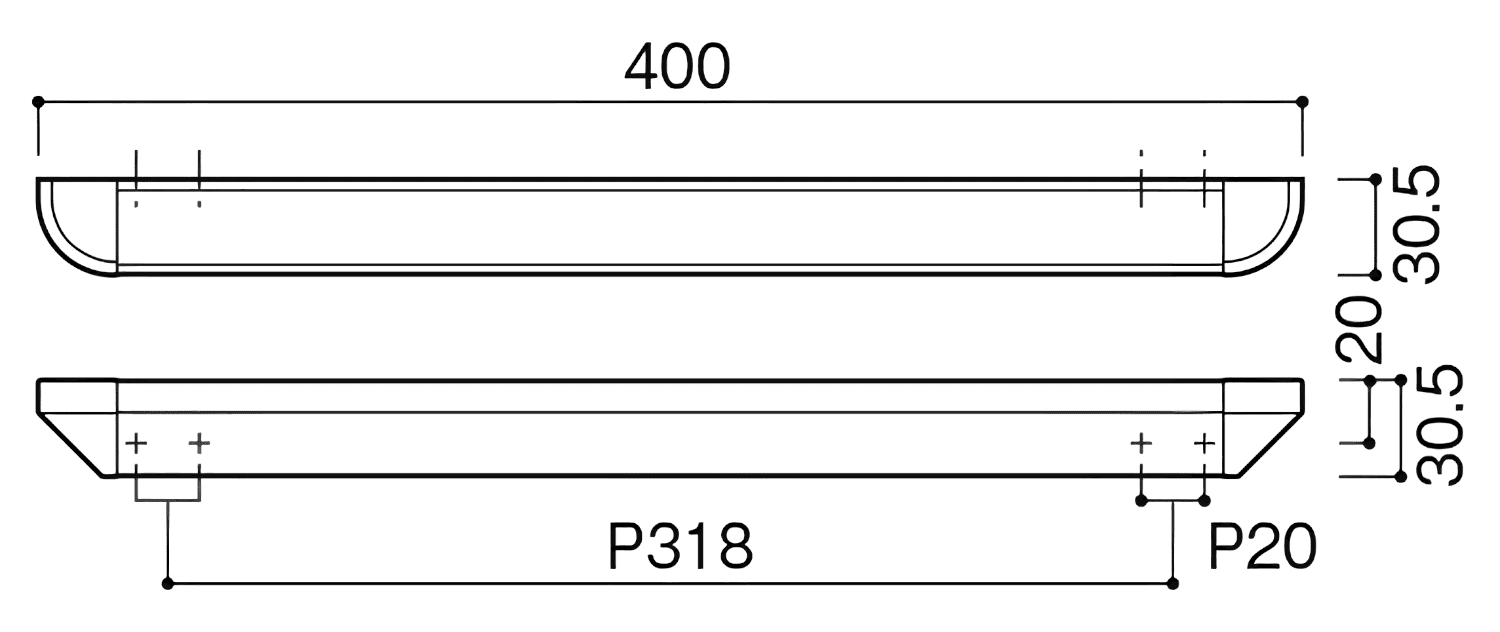 カワジュン 【AC-896-003-400】 フックレール L400 マットブラック KAWAJUN