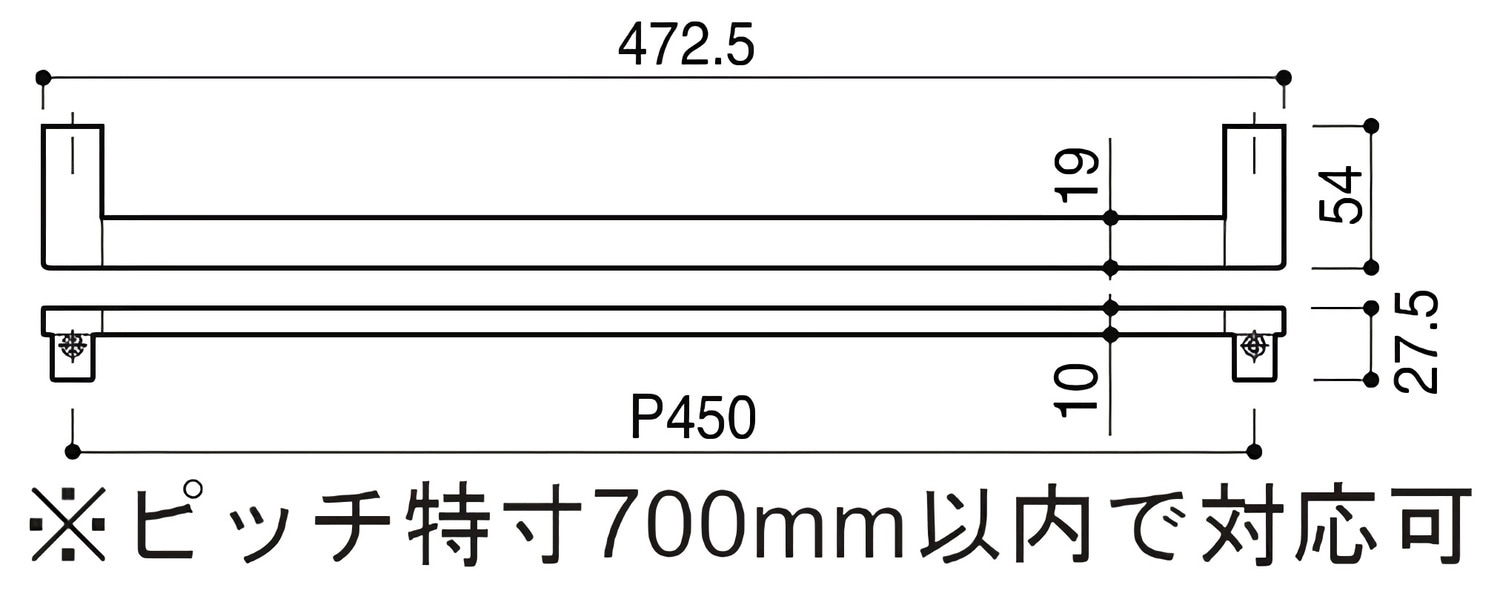 カワジュン 【SC-311-CTM】 タオルレール クローム+ヘアライン KAWAJUN