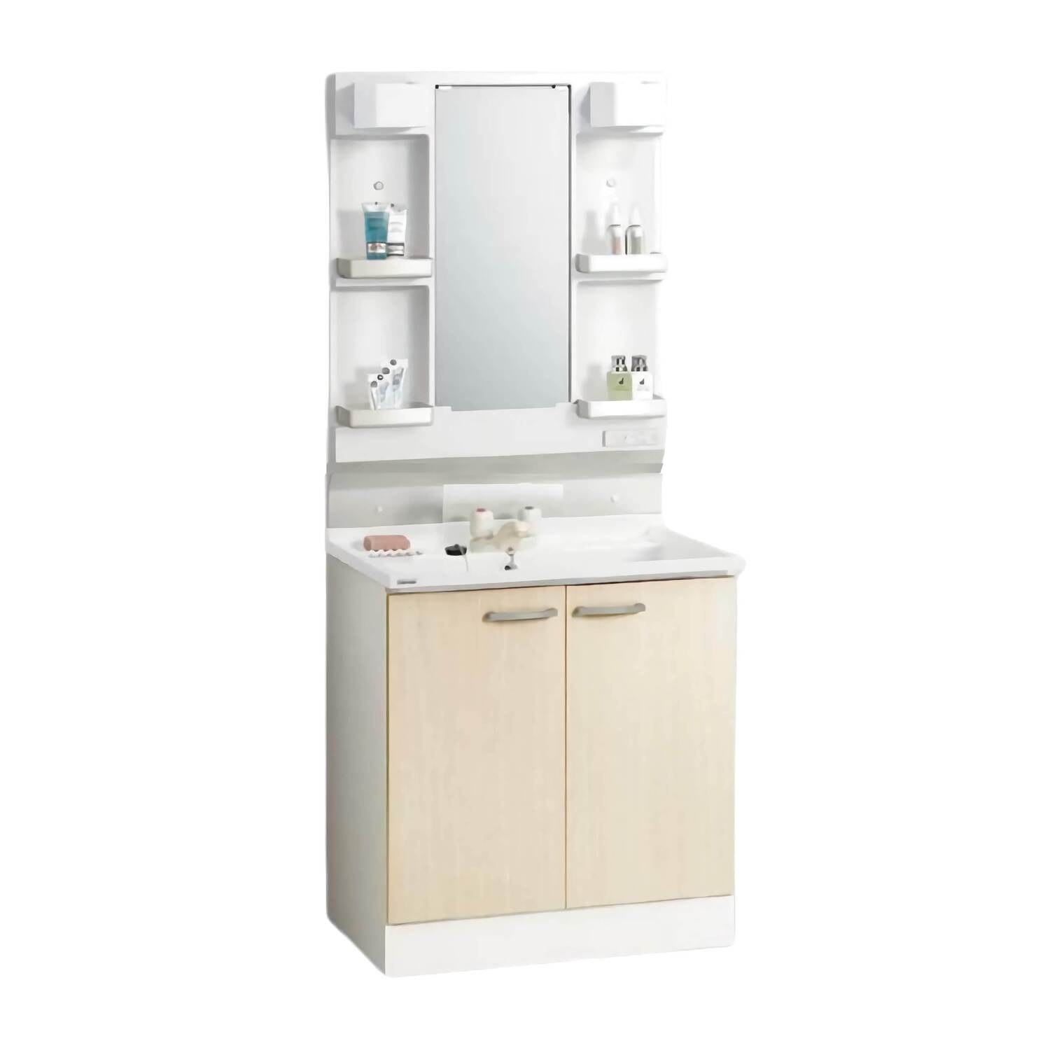 クリナップ 【BGAL75TNTWW※(I・G)+M-(H・L)751GAEN】 BGAシリーズ洗面化粧台(間口75cm)+ミラーキャビネット(1面鏡くもり止めヒーターなし)セット 開きタイプ ツインハンドル水栓