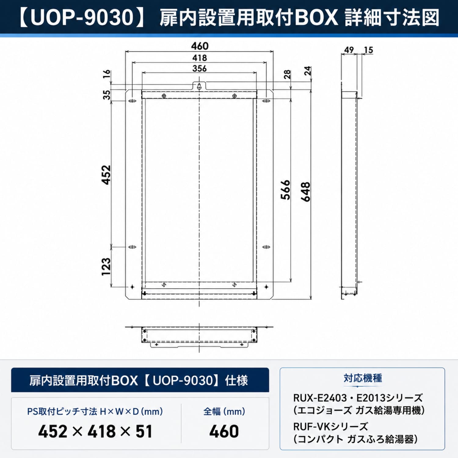 リンナイ 【UOP-9030】 扉内設置用取付BOX Rinnai