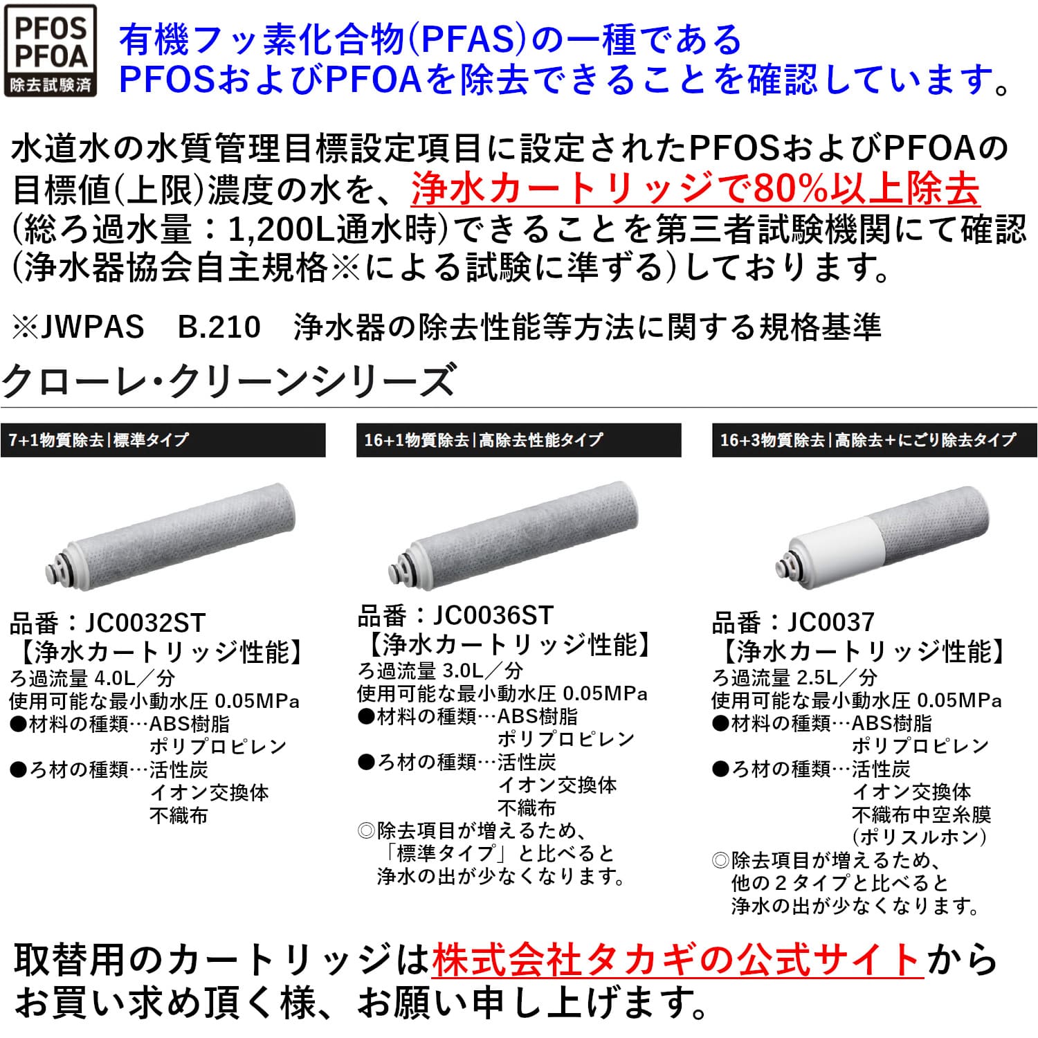 タカギ 【JL336AN】 蛇口一体型浄水器 みず工房 クリーン 壁出し混合水