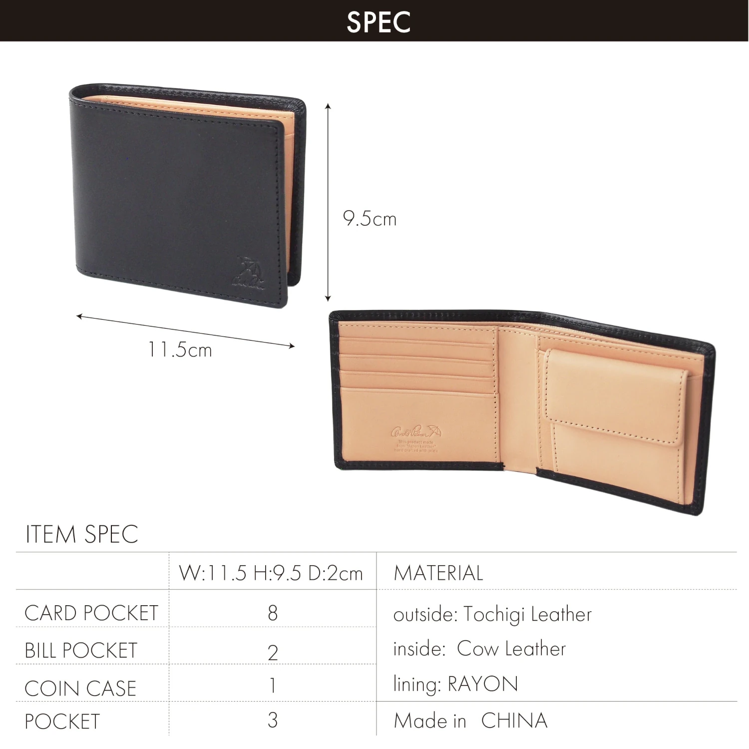 アーノルドパーマー 【4AP3692】 栃木レザー 二つ折り財布  Arnold Palmer