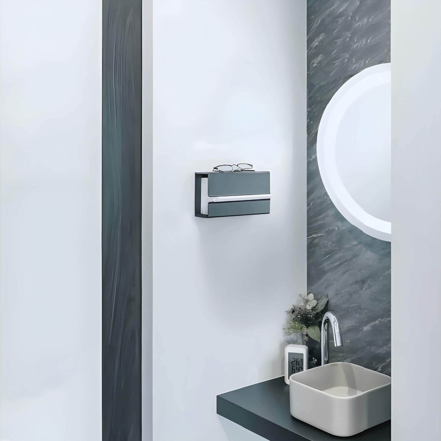 カワジュン 【SE-48P-113】 シェルフ機能付きペーパータオルホルダー