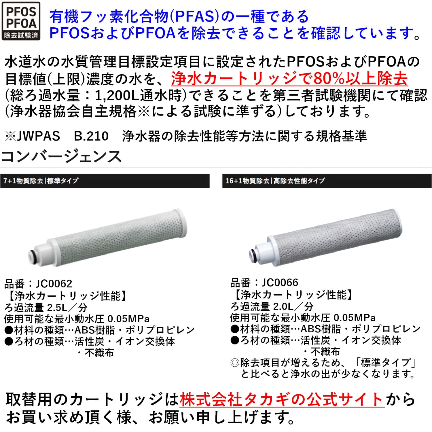 タカギ 【JK106MN-1NBF】 蛇口一体型浄水器 みず工房 コンバージェンス シングルレバー混合栓(ワンホール) 一般地用