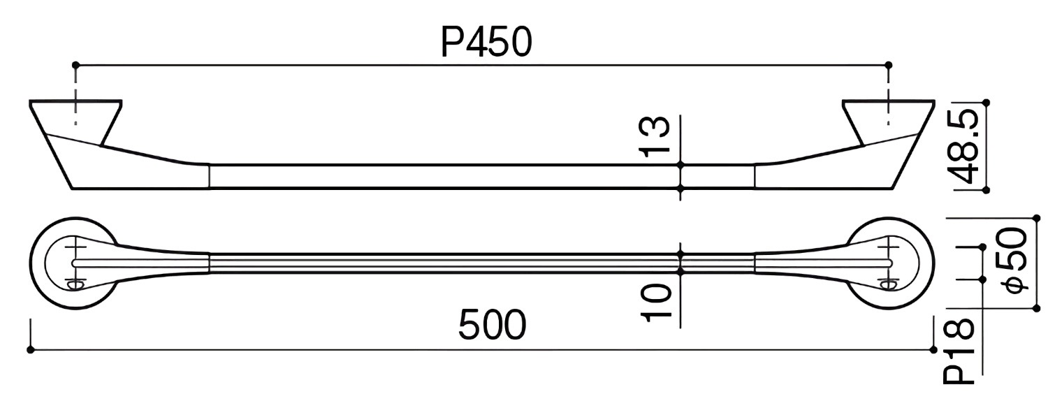 カワジュン 【SE-301-AC】 タオルレール cono クローム+サテンブラック KAWAJUN