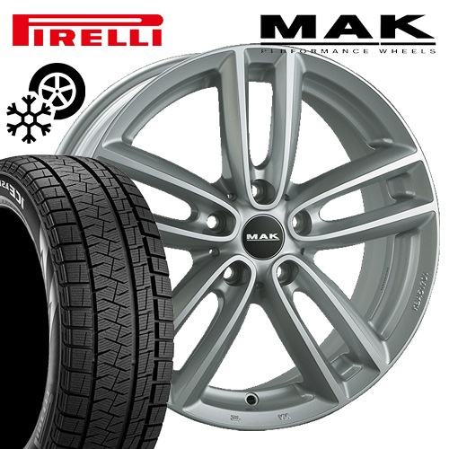 MINI ミニ ペースマン R61 スタッドレスタイヤホイールセット ピレリ ウィンターアイスゼロアシンメトリコ 205/60R16 MAK オクスフォード シルバー 16インチ