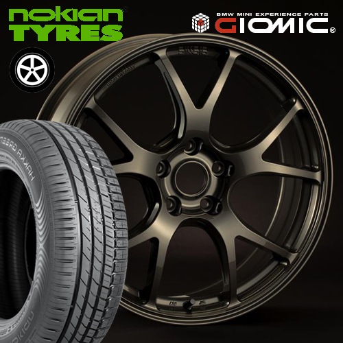 MINI ミニ クロスオーバー R60 サマータイヤホイールセット ノキアン ハッカブラック2 225/45R18 GIOMIC EX03-RC グロスガンメタ 18インチ