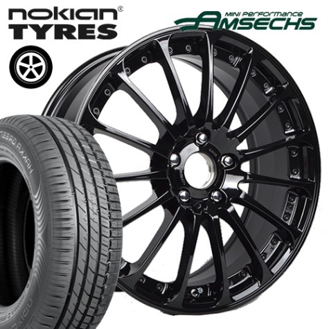 MINI ミニ クラブマン F54 サマータイヤホイールセット ノキアン ハッカブラック2 225/40ZR18 アムゼックス マジックCW ピアノブラック 18インチ