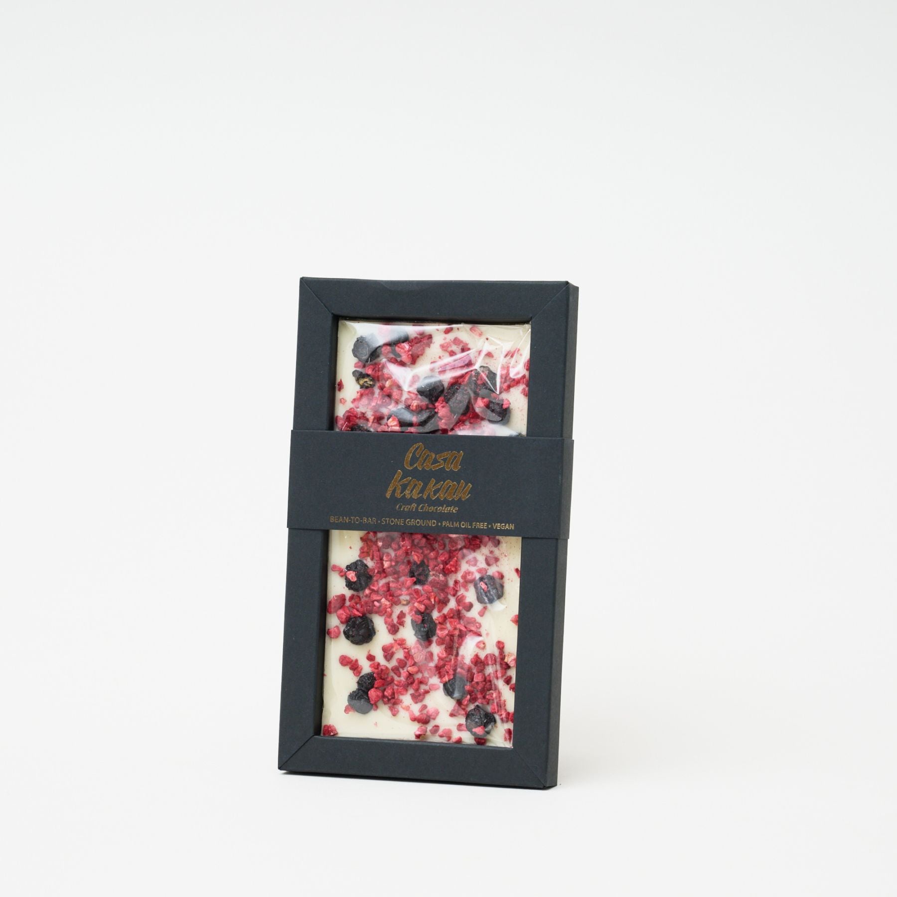 ブルガリアチョコレート「Casa Kakau」ヴィーガンホワイト　ラズベリー＆ブルーベリー
