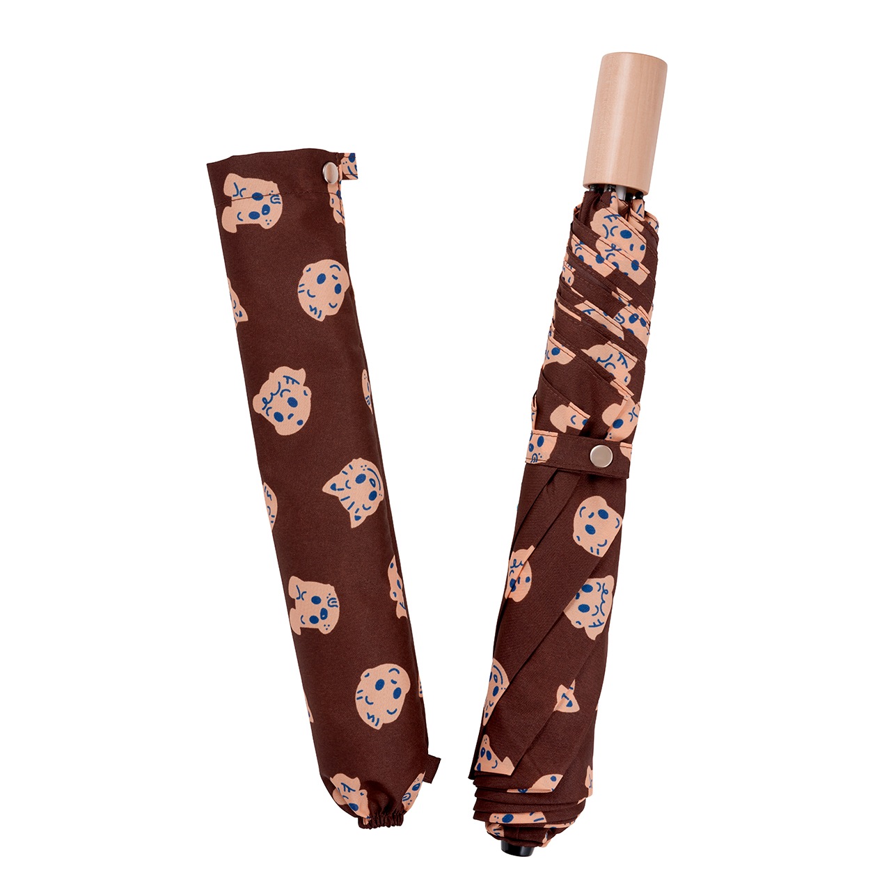 折りたたみ傘　総柄ブラウン