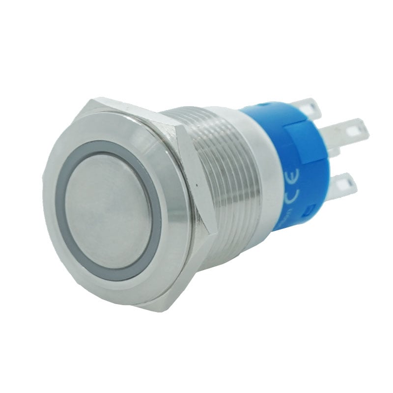 メタルスイッチ LED付 19mm モーメンタリータイプ 1回路 C接点(ホワイト)