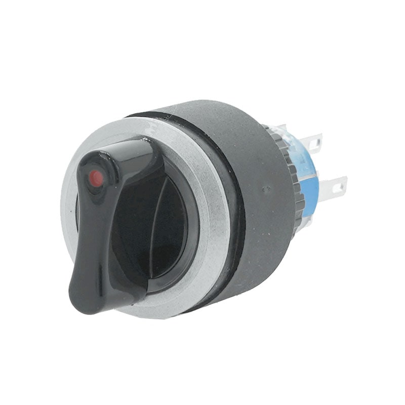 プラスチックスイッチ LED付 3ポジション 22mm ロックタイプ 2回路 C接点(レッド)