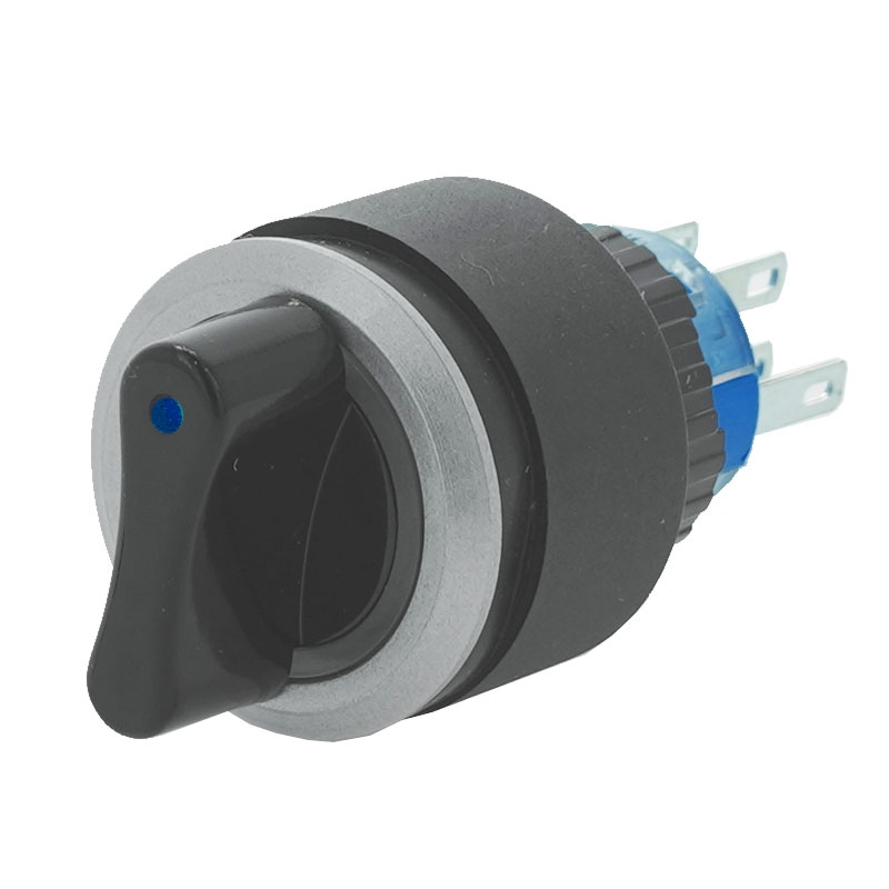 プラスチックスイッチ LED付 3ポジション 22mm リターンタイプ 2回路 C接点(ブルー)