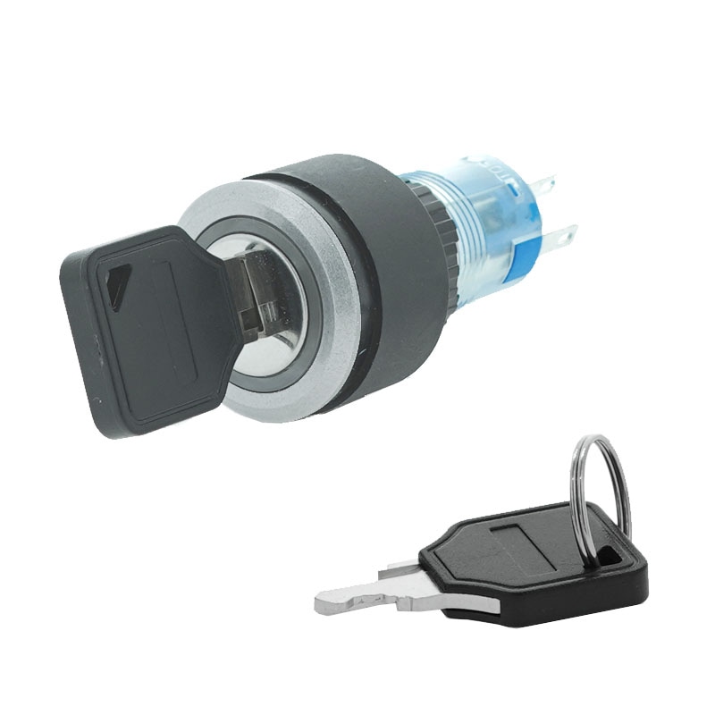 プラスチックスイッチ LED付 22mm キースイッチ 1回路 C接点(グリーン)