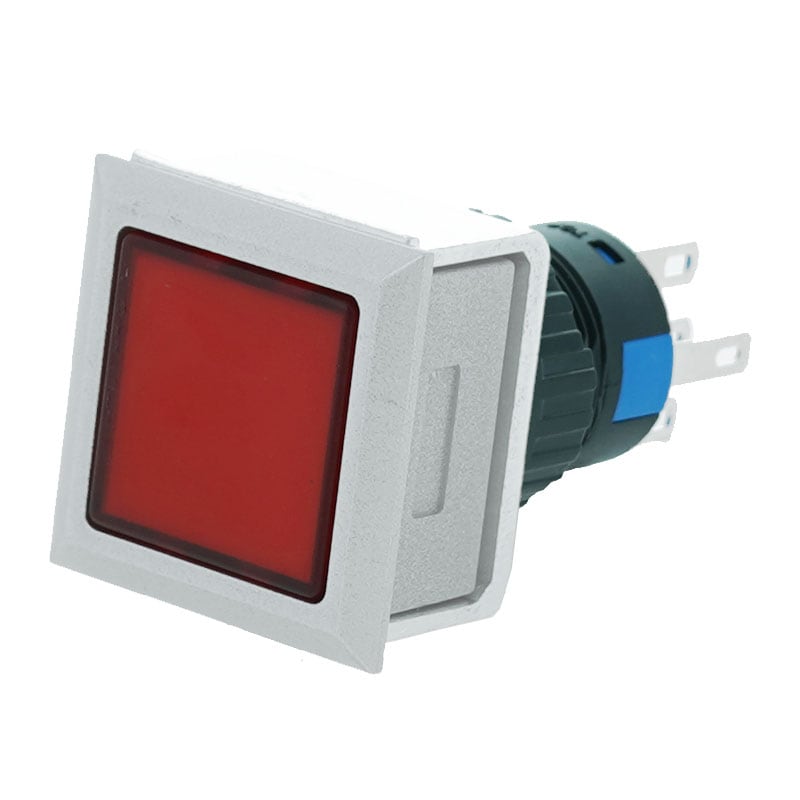 プラスチックスイッチ LED付 21*21mm オルタネイトタイプ 1回路 C接点(レッド)