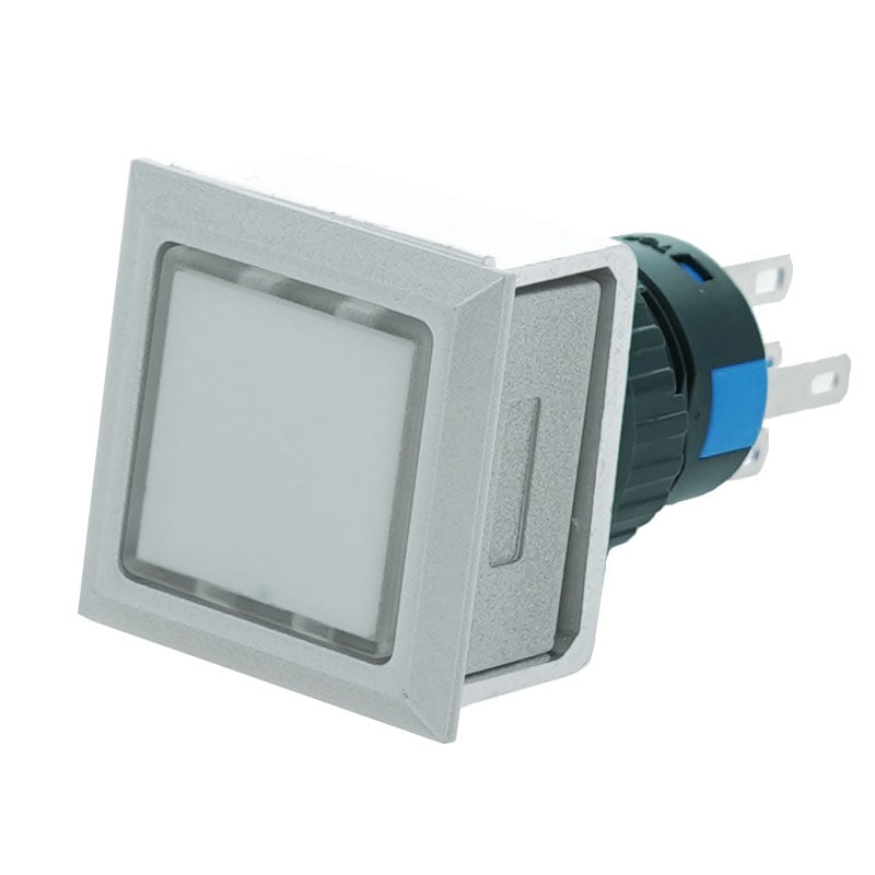 プラスチックスイッチ LED付 21*21mm オルタネイトタイプ 1回路 C接点(ホワイト)