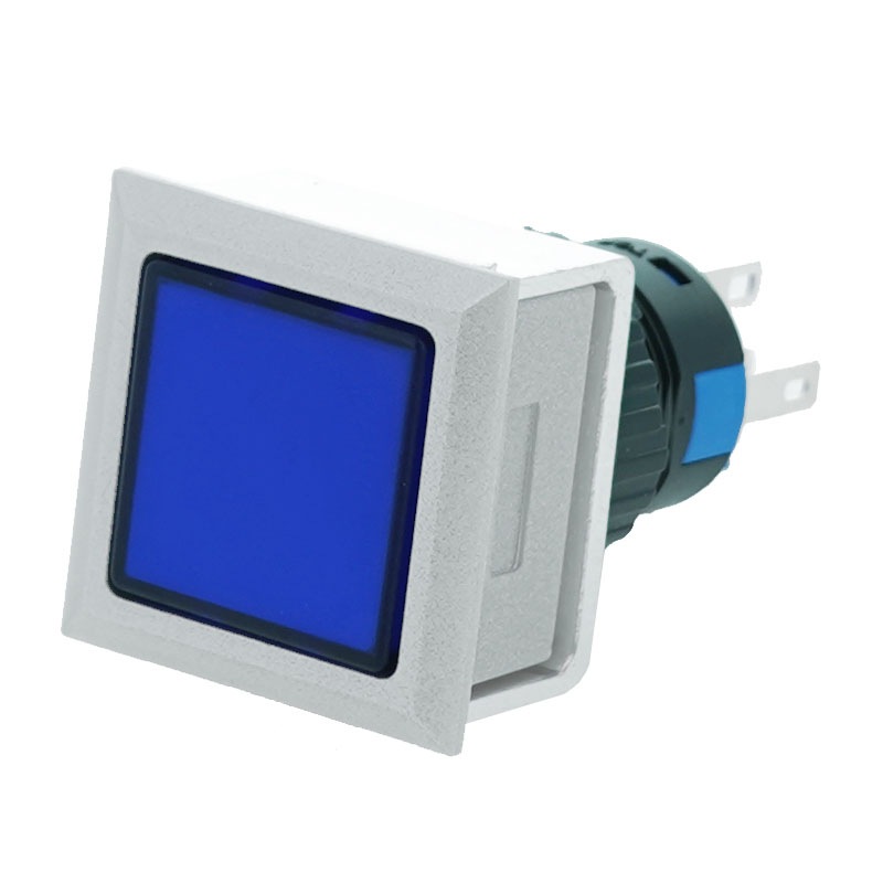 プラスチックスイッチ LED付 21*21mm モーメンタリータイプ 1回路 C接点(ブルー)