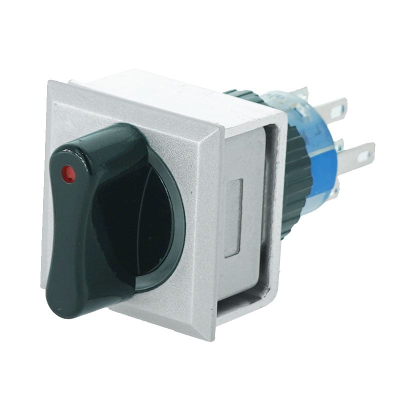 プラスチックスイッチ LED付 3ポジション 21*21mm リターンタイプ 2回路 C接点(レッド)