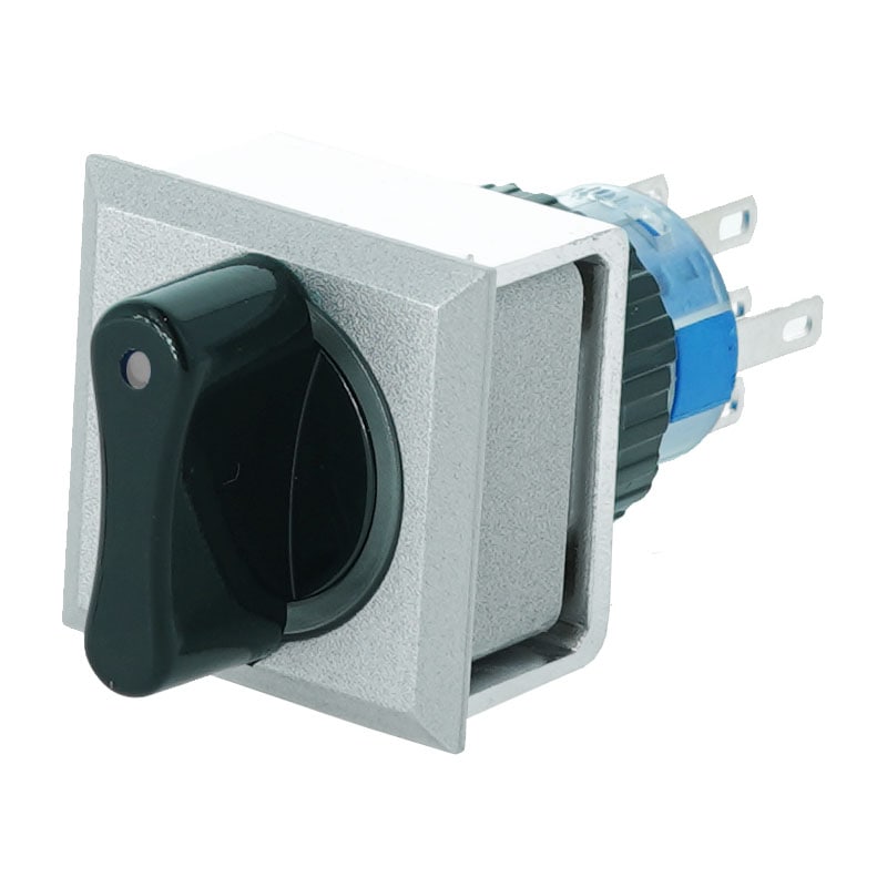 プラスチックスイッチ LED付 3ポジション 21*21mm リターンタイプ 2回路 C接点(ホワイト)