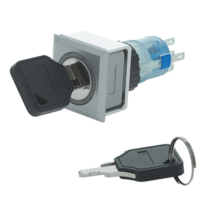 プラスチックスイッチ LED付 21*21mm キースイッチ 1回路 C接点(ブルー)