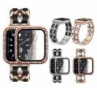 国内発送【アップルウォッチ バンド レザータイプ ラインストーンケースセット】ケース 44mm 40mm シリーズ series 6 5 4 SEミラネーゼループ ベルト Apple watch  マ