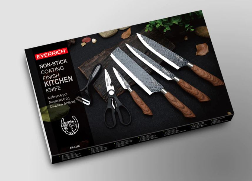 ステンレス製包丁セット キッチン 日用品 ピーラー ナイフ 包丁 調理ばさみ ピーラー 6点セット ボックス付き】 ステンレス製