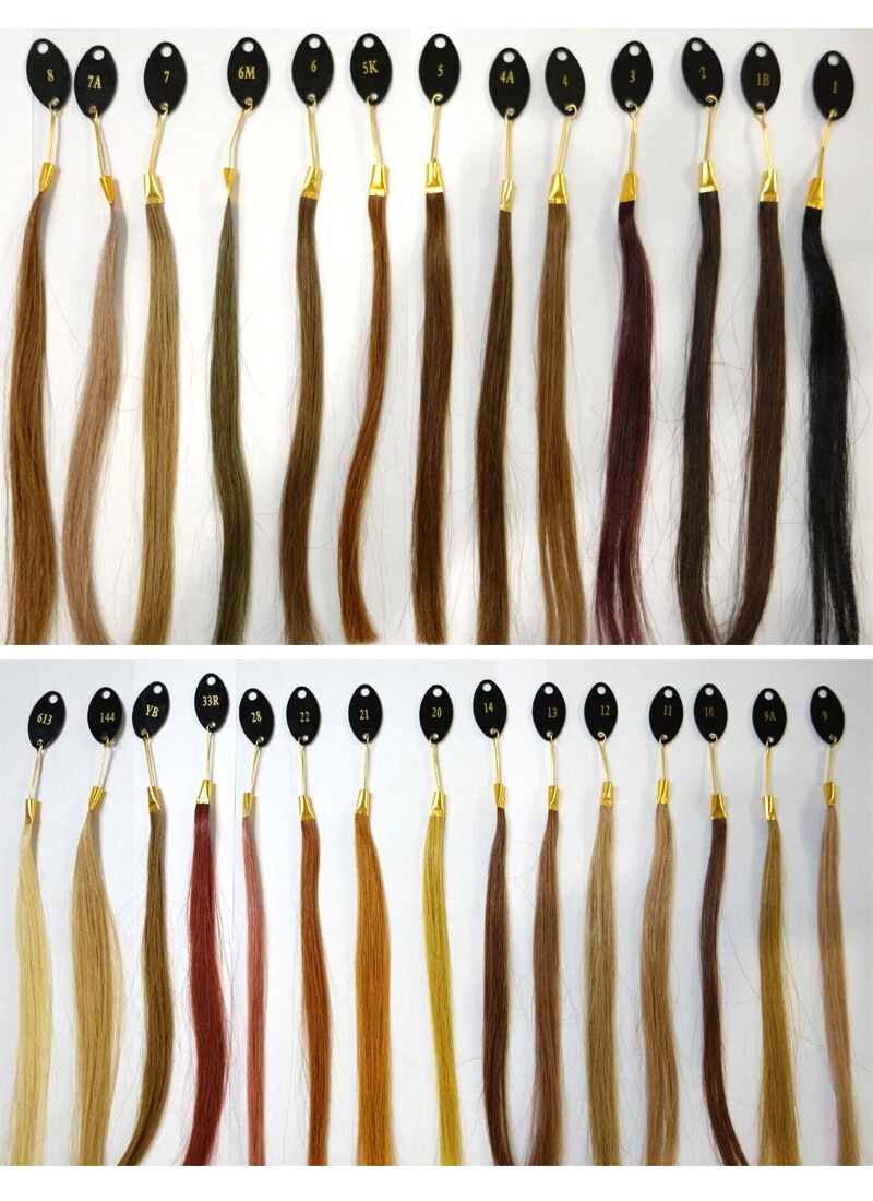 高級人毛100％ ヘアエクステンション 80g 67cm ハイトーンカラー 編