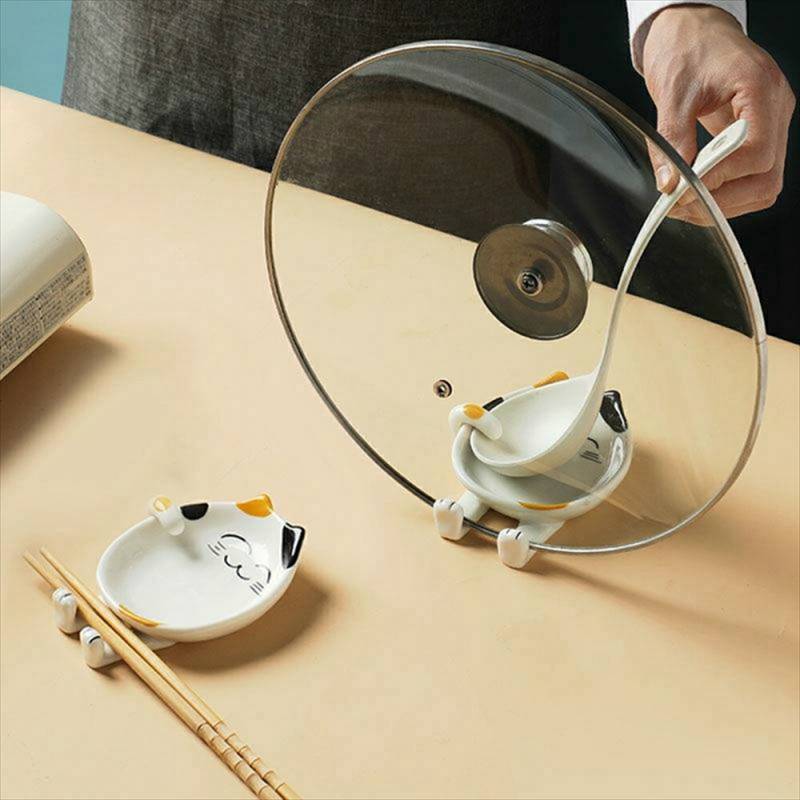 猫のマルチプレート】箸 おたま 鍋蓋 レンゲ 醤油皿 食器 箸置き お玉