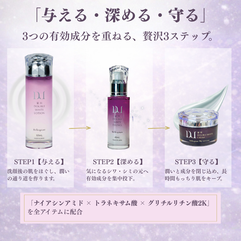 ミンクル化粧品　シミ　シワ予防と改善　スキンケアセット シミ・シワを隙なくケアするトリプル処方｜シミシワ改善トラネキサム酸