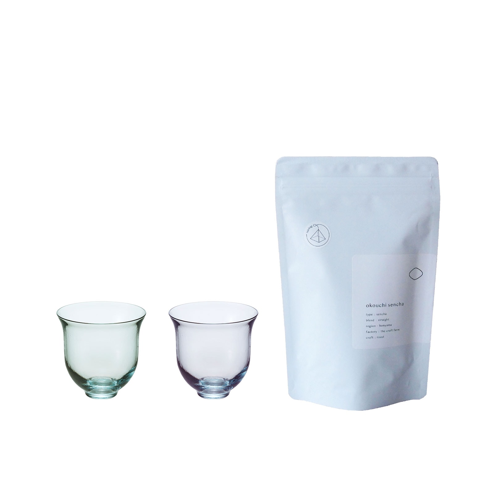 TeaRoom×Sghr：本山大河内産 2025年新茶（ティーバッグ）・茶楽 グラス (M) ペア GIFT