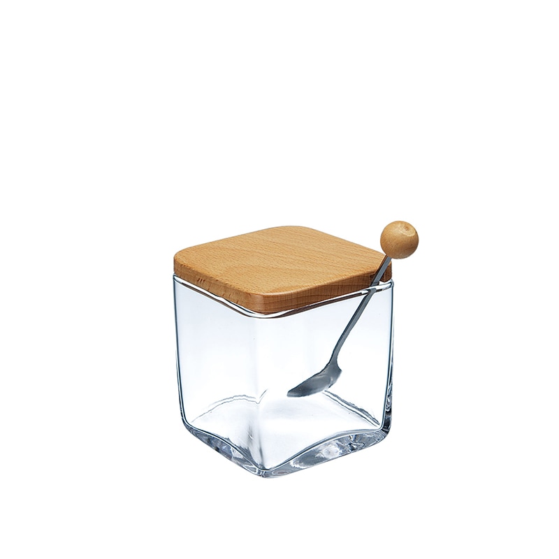 キューブ：シュガーポット 木蓋付き