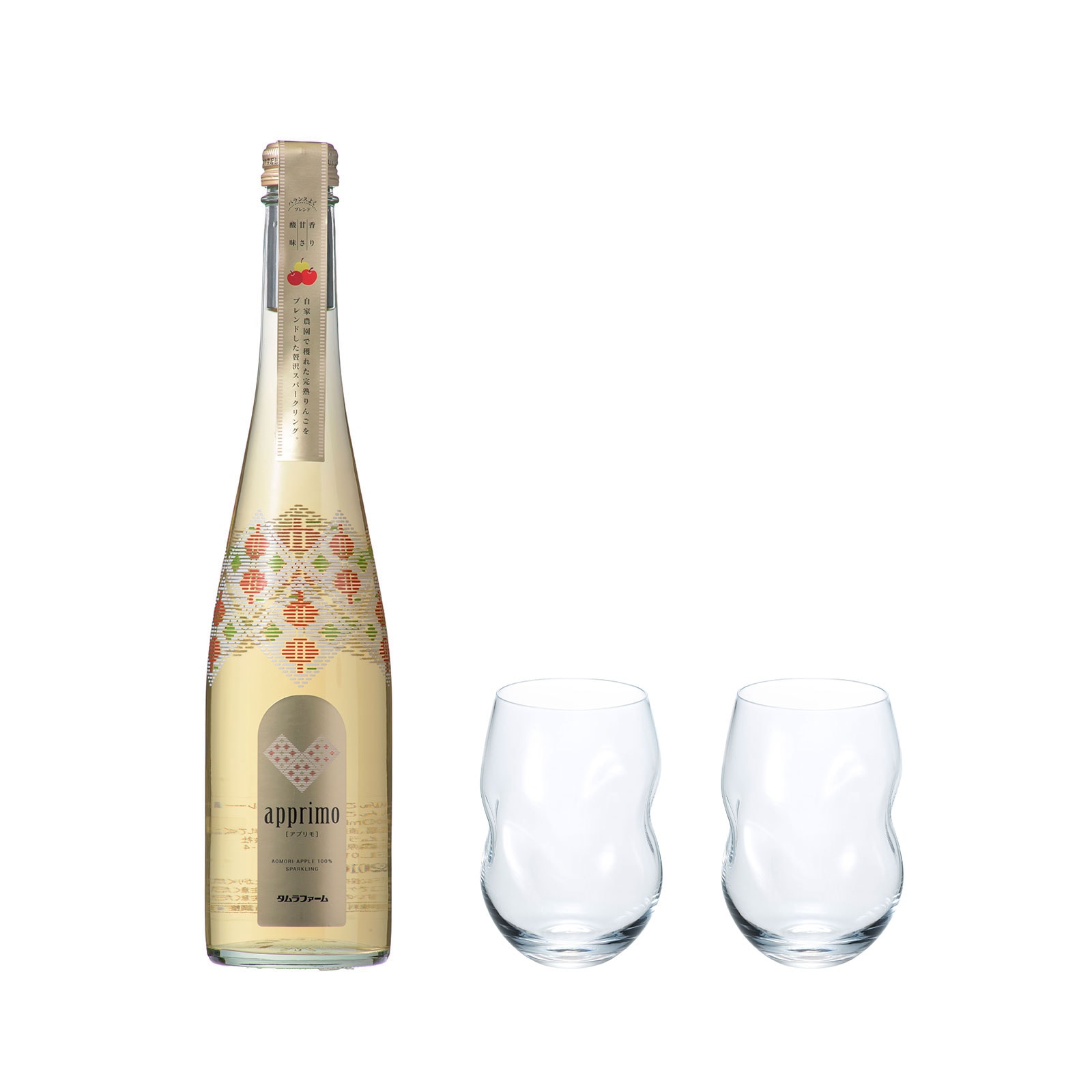 タムラファーム apprimo（ノンアルコール） 1本＋かぎろひ グラス (M) ペアセット GIFT