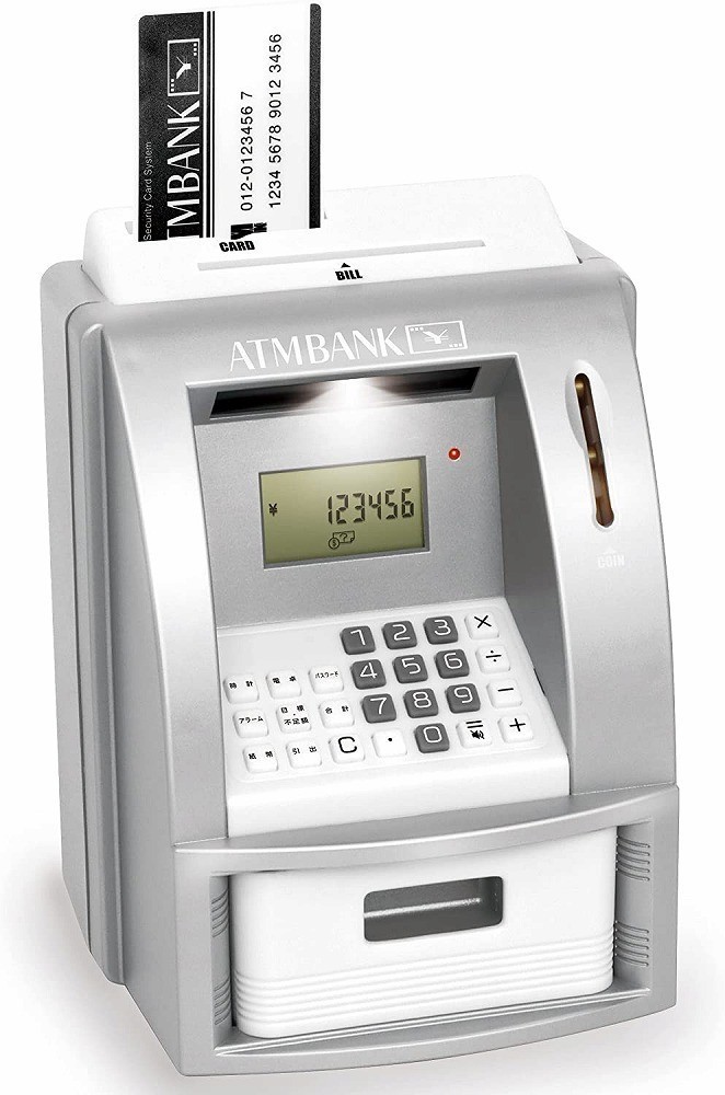 ATMプレミアム貯金箱　メモリーバンク　電動　シルバー　自動識別 新品】【送料無料！】 ピーナッツクラブ ATMプレミアム貯金箱
