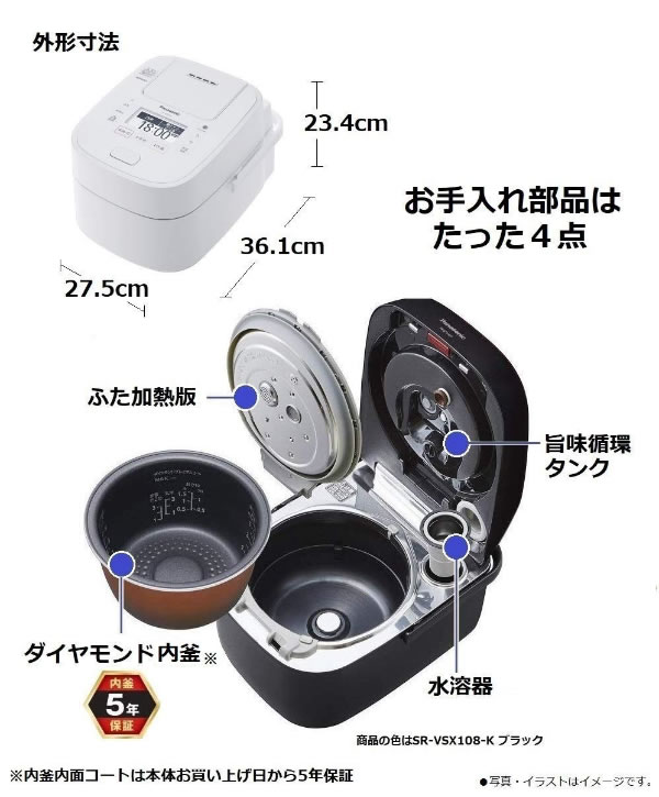 新品 Panasonic パナソニック スチーム 可変圧力 Ihジャー炊飯器 炊飯ジャー 5 5合炊き 1 0l Wおどり炊き 鮮度センシング ホワイト Sr Vsx108 W 新品 キッチン ディスカウントショップ と るりーす