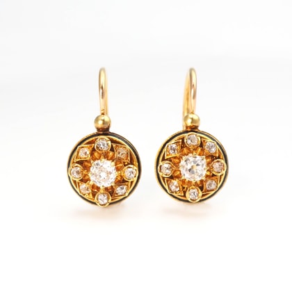 イヤリング&ピアス ダイヤモンド ブラックエナメル ピアス