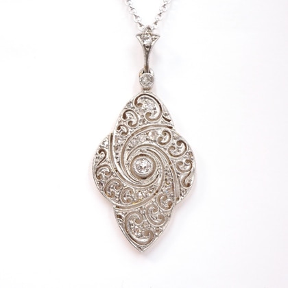 ネックレス ダイヤモンド アールデコスタイルペンダント